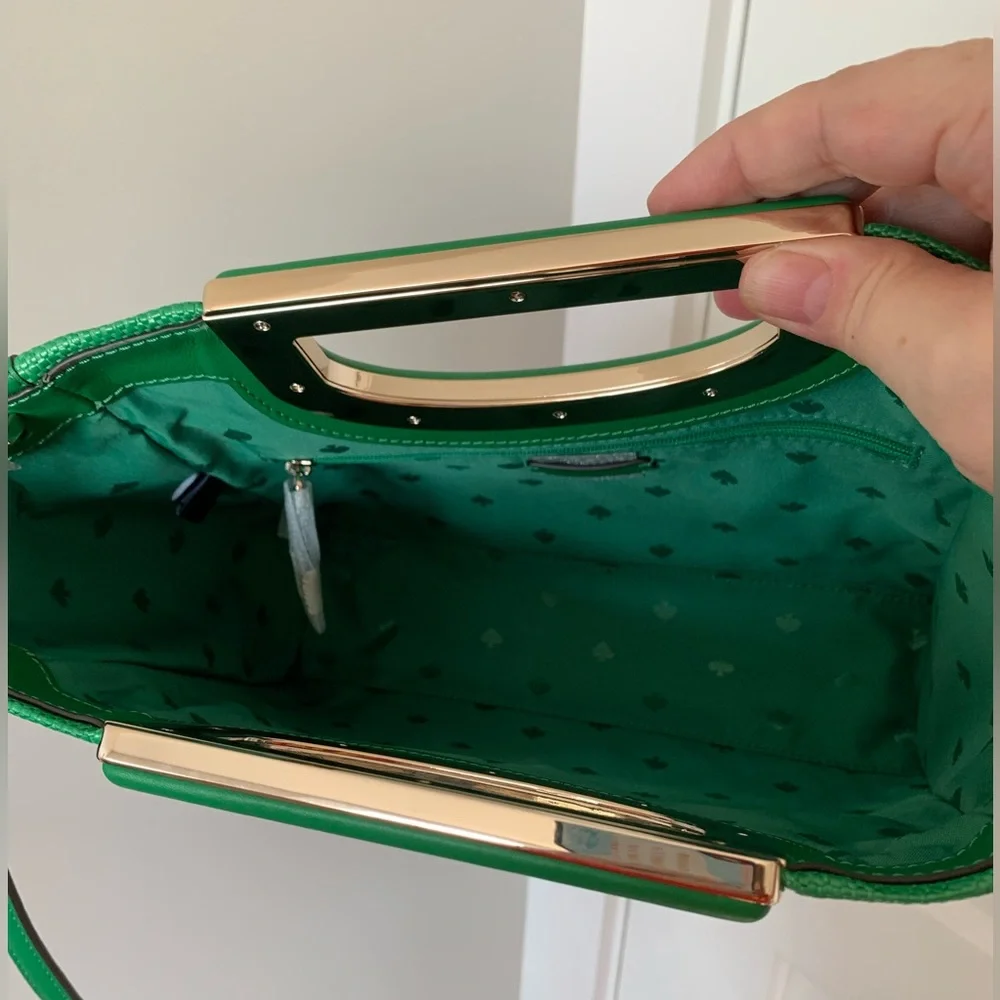 Kate Spade *Alexia* Green Straw Convertible Clutch crossbody bag purse - NWT